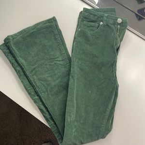 Green corduroy flare pants from Shein